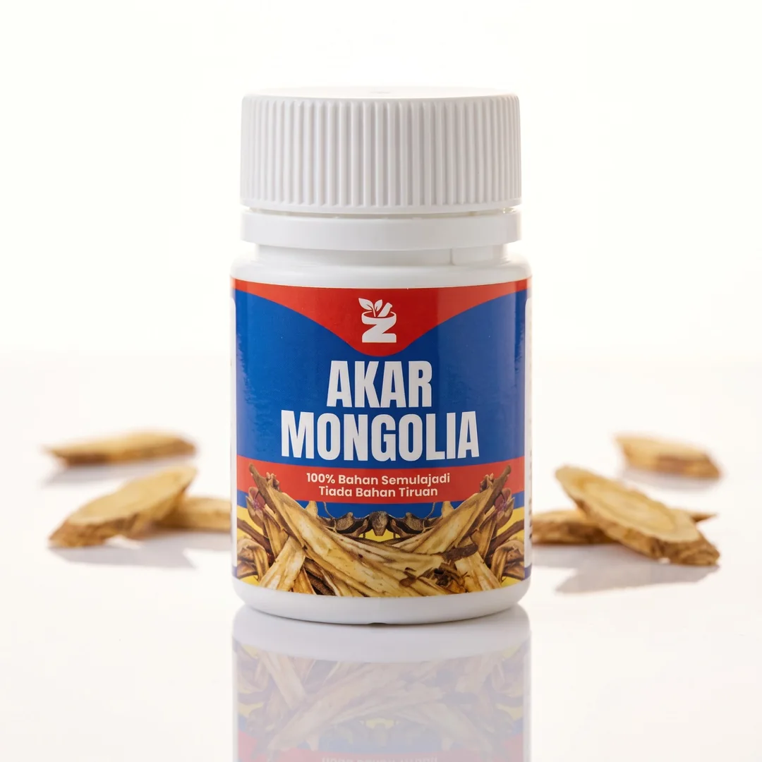 Botol Akar Mongolia dengan hirisan akar Astragalus